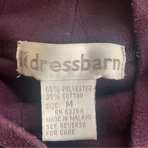 dressbarn  Turtleneck top in a Dark Deep Purple with Front and Back Darts Size M - Picture 4 of 7